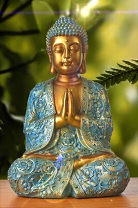Riesen Thai Buddha Budda 44 cm Mint grün wunderschöne Figur Statue Feng Shui - Picture 1 of 7