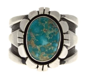 12.5 - Natural Sonoran Turquoise Ring By Navajo Artist Cooper Willie - Picture 1 of 5
