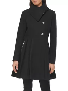 NEW Guess Pleated Wool Blend Flared Coat Size XL - Picture 1 of 5