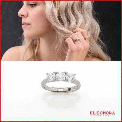 anello trilogy in argento 925 con zirconi Mabina zircone per fidanzamento,da tri - Immagine 1 di 4