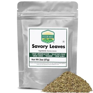 Summer Savory Herb - 2 Ounces Dried and Cut Bulk Savory Spice Leaves Ferme Farms - Picture 1 of 7