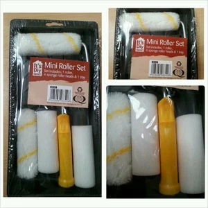 6 pc ROLLER 4 Mini Foam Emulsion Set TRAY Gloss Paint & Varnish Wall COMPLETE - Picture 1 of 2