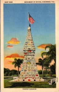 East View Monument Of States Kissimmee Fla Tourist Paradise Dec 14 1945 Linen... - Picture 1 of 4