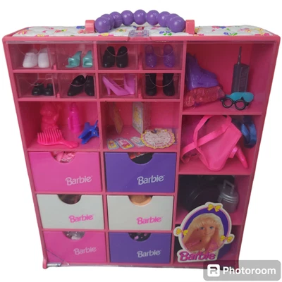 Barbie 1993 vintage toneladas de cajones estuche de transporte armario paquete accesorios Foto 1 de 4