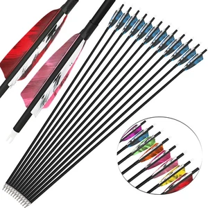 Archery 28" 30" 31" Carbon Arrows SP500 4" Turkey Feathers Bow Target Shooting - Picture 1 of 27
