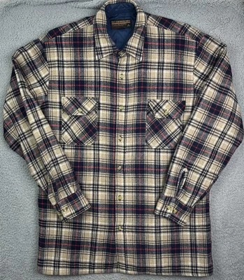 Chaqueta de franela vintage chaqueta a cuadros mezcla de lana edredón forrado para hombre grande alta Foto 1 de 4