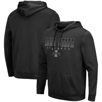 Men's Colosseum Black Iowa State Cyclones Blackout 3.0 Pullover Hoodie - Image 1 of 3
