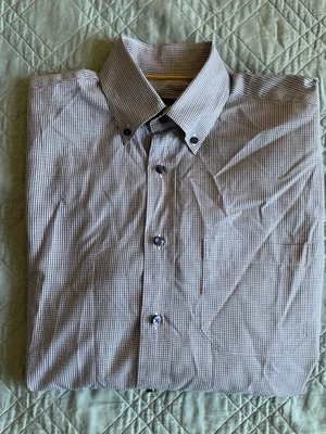 Camisa ROBERT TALBOTT mini xadrez estampa botão listra lavanda tamanho M $265 - Imagem 1 de 4