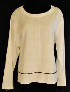 VTG 90s Hot Cotton BoHo HIPPIE Chic White Linen Tunic Shirt Blouse Top XL - Picture 1 of 5