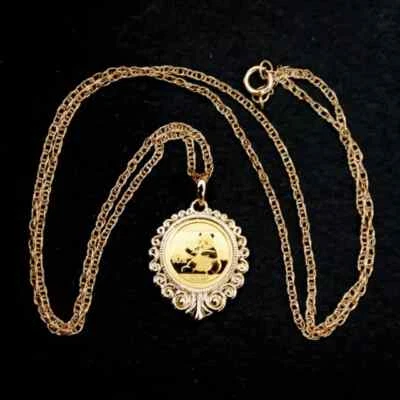 925 Sterling Silver 2017 Chinese Yuan Panda Yellow Gold Plated Coin 14K Pendant - Изображение 1 из 4