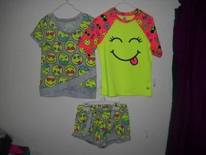 JUSTICE BRAND 3 PC. UV RAY SWIM OUTFIT SIZE 6/ 7~SMILEY FACE-SHORTS +2 SWIM TOPS - Picture 1 of 5