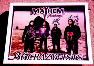 36 CRAZYFISTS Banda FIRMADA + ENMARCADA 11x14 PÓSTER JSA Certificado de Autenticidad Festival del Cayo - Imagen 1 de 3