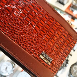 Herren Geldbörse rot Premium Krokodil Leder Design Rindsleder ZIP und Münzfach - Bild 1 von 12