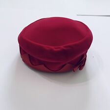 Vintage Hat Womens Medium Bow Union Made Raspberry Red