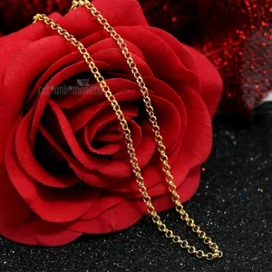 Ladies Girls 9K 9CT GOLD GF SOLID Dainty BELCHER CHAIN NECKLACE FOR PENDANT 45cm - Picture 1 of 3