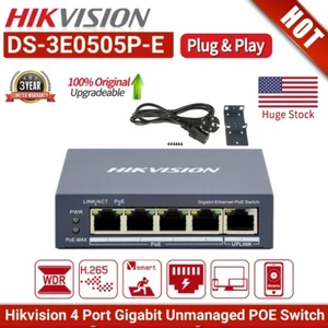 Hik 4ch DS-3E0505P-E 4 Port Unmanaged Gigabit PoE Switch for HIk IP CAMERA - Picture 1 of 15