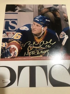 St. Louis BLUES Brett RUMPF #16 Custom 8X10 SIGNIERT JSA COA HOF 741 TORE & 2 CUPS - Bild 1 von 5