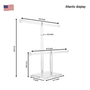 Acrylic Bracelet Display 2 Tier Clear Stand T-Bar  for Bracelets/Jewelry - Picture 1 of 3