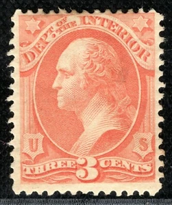 USA Official Stamp Scott.O17 3c *INTERIOR* (1873) Mint MM Cat $80+ ORANGE279 - Picture 1 of 6