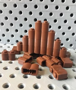 Lego 1x2 Brown Palisade Bricks Blocks 1 X 2 Wall New Lot Of 25 - Picture 1 of 2