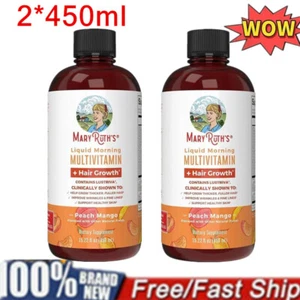 2X Mary Ruth’s Organic Liquid Morning Multivitamin + Hair Growth 450ML Peach - Picture 1 of 12