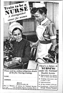 1951 Rekrutierungsanzeige "Train to be a NURSE" #4 kleine Vintage Original Printanzeige - Bild 1 von 1