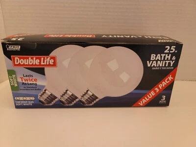Feit Electric 3-Pack 25G25/W/3 Bath Vanity Lightbulbs, Double Life ,Soft White - Image 1 of 4