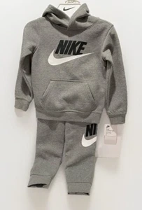 Nike Boys Pullover Hoodie & Pockets Jogger Pants Set ~ Size 4 - Gray W/Logo NWT - Picture 1 of 5