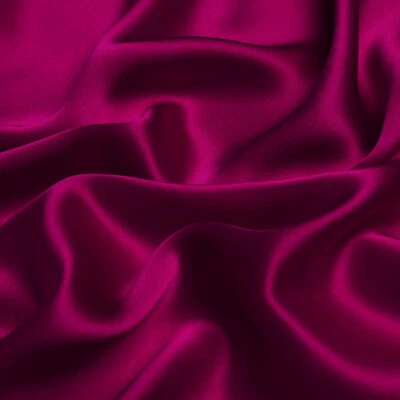 Raspberry 100% Pure Mulberry Silk Fabric by the Yard 44" width 19 mm 6A Grade - Image 1 of 4