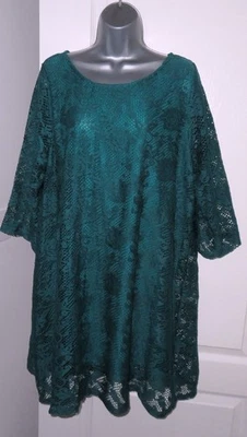 ✿Ladies GEORGE green stretch lined lace shift dress  size 22✿ - Image 1 of 4