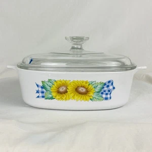 Corning Ware Sunsations 2 Qt Casserole w/ Lid Vintage 1996 Sunflowers - Picture 1 of 18