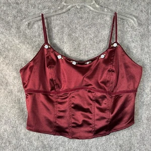 Top corsetto cami raso rosso favola selvaggia rosette taglia L Y2K sexy scuro romantico - Foto 1 di 10