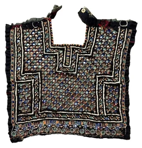 Vintage Boho Rabari Banjara Kuchi Spiegel Handstickerei Gobelin Hals Panel Matte - Bild 1 von 12