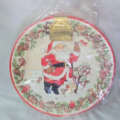 Vintage Hallmark Santa Claus Christmas Disposable 6" Plates 52 Total in 8 Packs - Image 1 of 4
