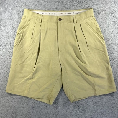 Tommy Bahama Pantalones Cortos Para Hombres 35 Tostado Caqui 100% Seda Plisado Relax Chino Y2K Foto 1 de 4