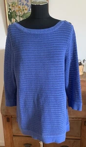 PER UNA ! SIZE 18 ! LOVELY LOOSE KNIT SUMMER JUMPER ! 100% COTTON ! BLUE - Picture 1 of 8