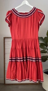 Women's Vintage KATE SCHORER Rockabilly Swing Square Dance Dress Medium L Vtg - Picture 1 of 4