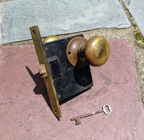 VTG Norwalk Metal Door Lock Lockset Mortise Knob Plate Skeleton Key Decor Prop Cover