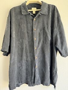 Joseph And Feiss Hawaiian Short Sleeve Shirt Sz 3XL Charcoal Black 100% Silk