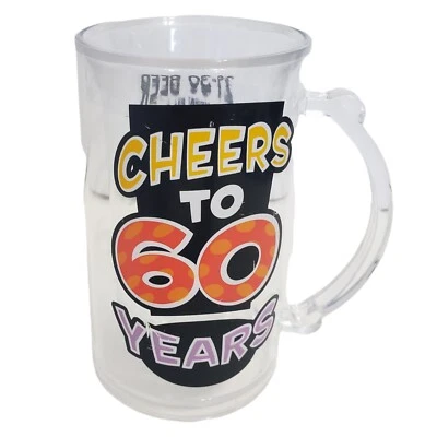 Taza Acrílica Beer Stein Saludos a 60 Años Mordaza Regalo Broma Fiesta Novedad 16 Onzas Foto 1 de 4