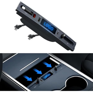 For Model 3Y Tesla USB Hub, Docking Station with Retractable Fast Charging Cable - Picture 1 of 8