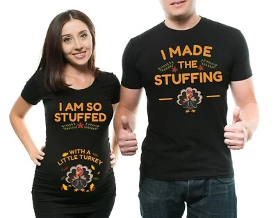 Беременность пара футболки смешной День благодарения индейка материнства матч рубашка - Изображение 1 из 4