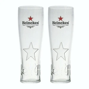 Heineken 2 x Vasos de cerveza Star Pilsner en relieve 600mls Pinta BNWOB MAN CAVE  - Imagen 1 de 2
