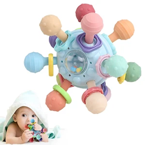 Baby Teething Toys - Infant Sensory Chew Rattles Toys - Newborn Montessori Learn - Picture 1 of 12