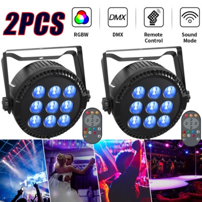 2PCS 135W 9LED Par Can Light RGBW Beam Stage Lighting DMX DJ Disco Uplight Party - Image 1 of 4