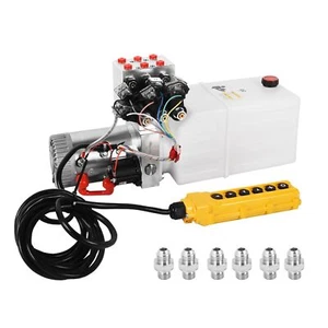 6 Quart Hydraulic Pump Double Acting Dump Trailer Pump 12V DC Plastic Reservoir - Picture 1 of 7