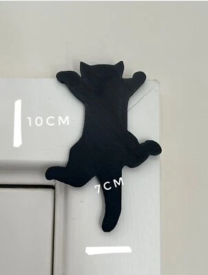 Arte decorativo adhesivo de silueta de gato | Topper de marco de puerta estampado en 3D [NEGRO] Foto 1 de 3