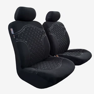 Fundas de asiento delanteras de terciopelo negro en relieve para Honda Civic Sedan 2012-2017 - Imagen 1 de 3