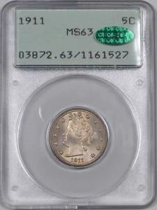 1911 Liberty Nickel OGH Rattler Holder / 5C / PCGS MS63 *CAC* - Picture 1 of 2