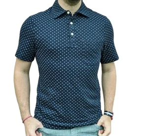 Men’s Short Sleeve Polo Shirt Blue Medallion Size Small, New - Picture 1 of 5